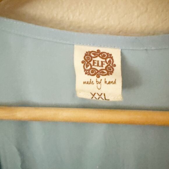 ELF | Elegant Blue Button Down Dress Lola Midi Dress Handmade Ruffle | Size XXL - Picture 7 of 11